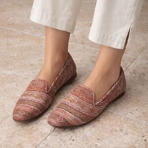 Stubbs & Wootton Red and Pink Paisley Patterned Loafers